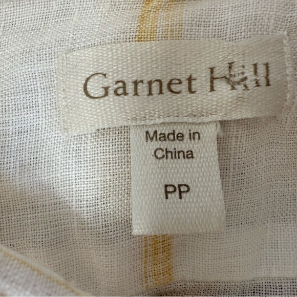 Garnet Hill Women Easy 100% Linen Button Down Shirt Tunic Striped Petite PP. 968 - Picture 2 of 4